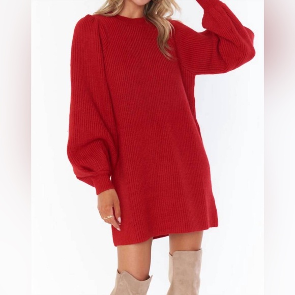 SHOW ME YOUR MUMU Dixon Sweater Dress in Red Knit N211 - Picture 2 of 10